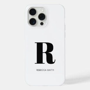 Simple White Modern Monogram iPhone 15 Pro Max Case