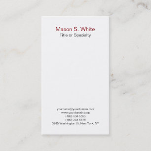 Simple white modern plain professional vertical business card