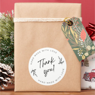simple White Modern Thank you Circle Sticker