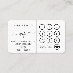 Simple White Monogram Beauty Business Loyalty Card