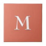 Simple White MONOGRAM on Terracotta Tile<br><div class="desc">Simple,  elegant TERRA COTTA ceramic tile with optional,  customisable monogram. Designed to coordinate with music notes version. Delete monogram for plain tile. Available in other colours and with matching items.</div>