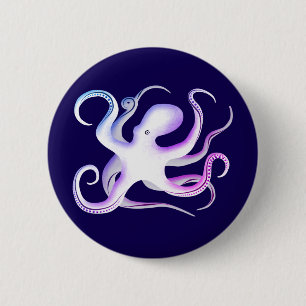 Simple White Octopus 6 Cm Round Badge