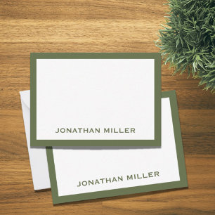 Simple White Olive Typographic Name Card
