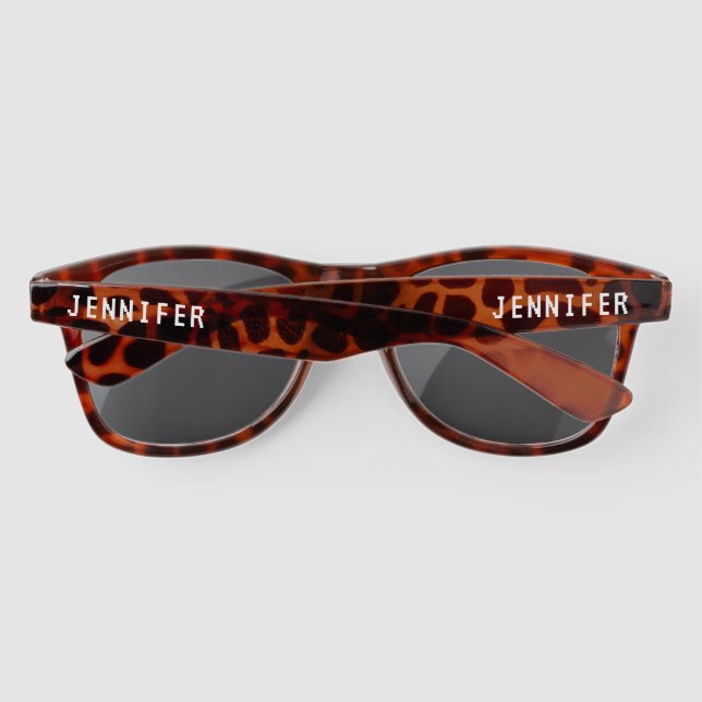 Simple White Personalised Name Custom Stylish Sunglasses (Back)