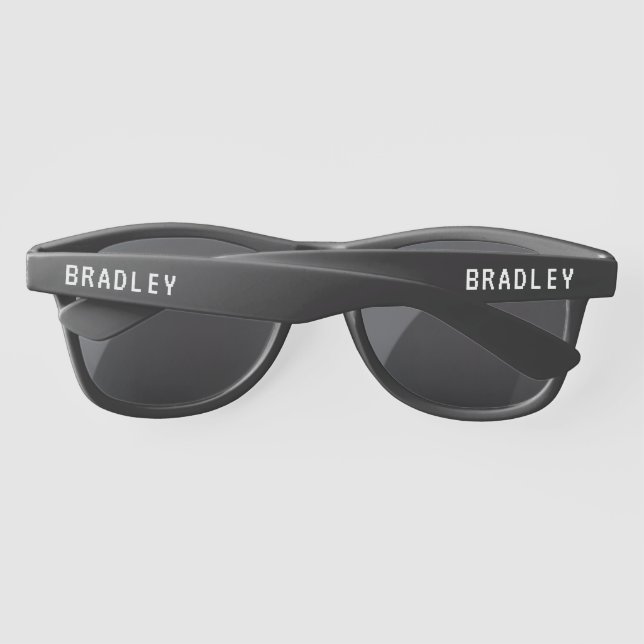 Simple White Personalised Name Custom Stylish Sunglasses (Back)