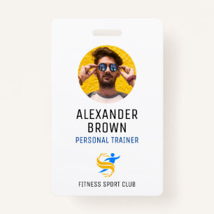 Simple White Photo Logo And QR Code Employee ID ID Badge