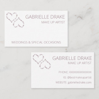 Simple White & Pink Pattern Heart Make Up Artist Business Card