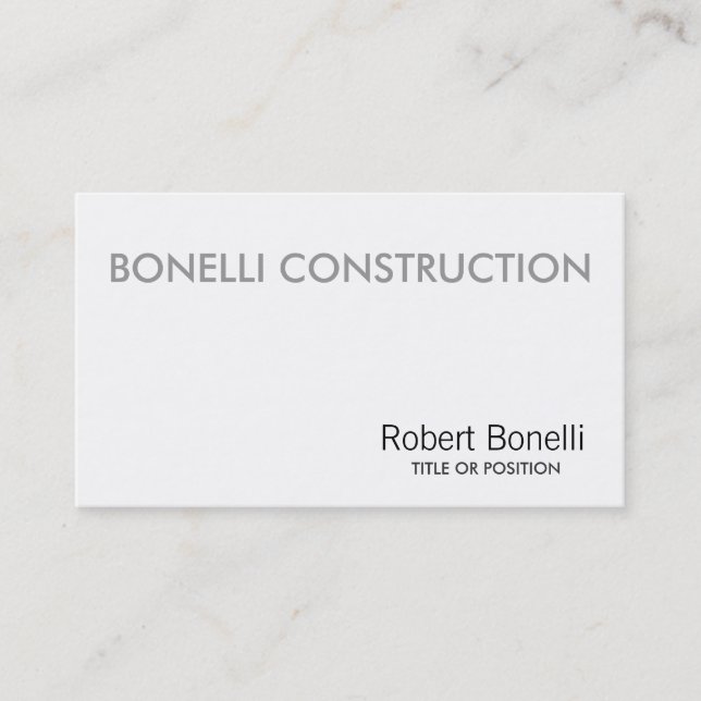 Simple White Plain Modern Business Card (Front)
