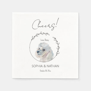 Simple White Poodle Dog Wedding Cocktail Napkin
