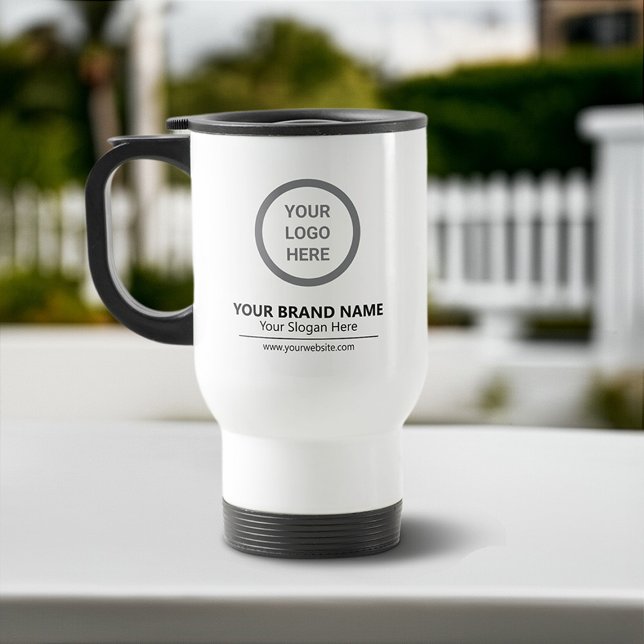 Simple White Professional Custom Logo Promotional Travel Mug (Creator Uploaded)