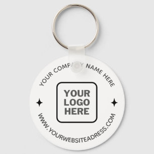 Simple White Promotional Company Name Logo Website Key Ring