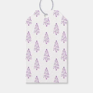 Simple White & purple Christmas Tree Pattern Gift Tags