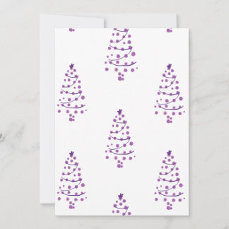 Simple White & purple Christmas Tree Pattern Holiday Card