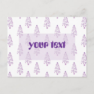 Simple White & purple Christmas Tree Pattern Holiday Postcard