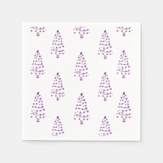 Simple White & purple Christmas Tree Pattern Napkin