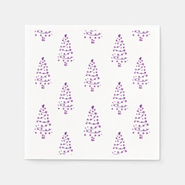 Simple White & purple Christmas Tree Pattern Napkin (Front)