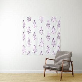 Simple White & purple Christmas Tree Pattern Tapestry