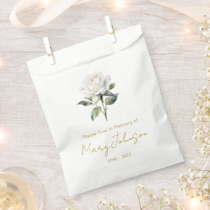 Simple White rose Seed packet Funeral Favour Bags