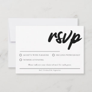 Simple White RSVP card With Meal Choice