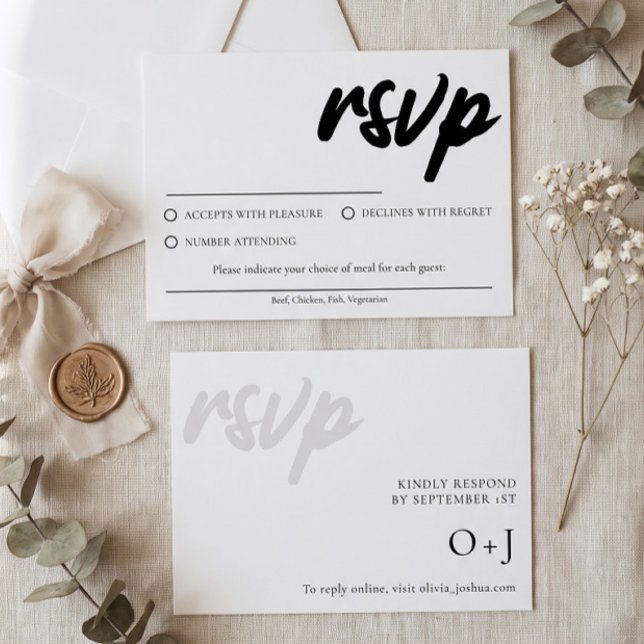 Simple White RSVP card With Meal Choice (Creator Uploaded)