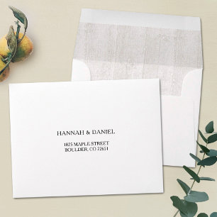 Simple White Rustic Wood Return Address RSVP Envelope