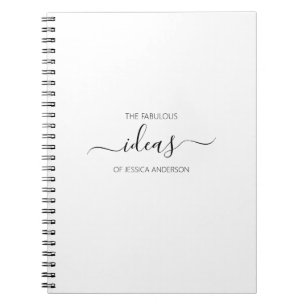 Simple white script name notebook