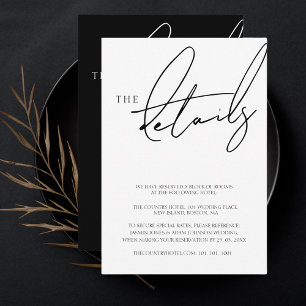 Simple White Script Typography Wedding Details Enclosure Card