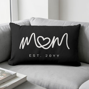 Simple White Script Unique Heart Mum Established Lumbar Cushion