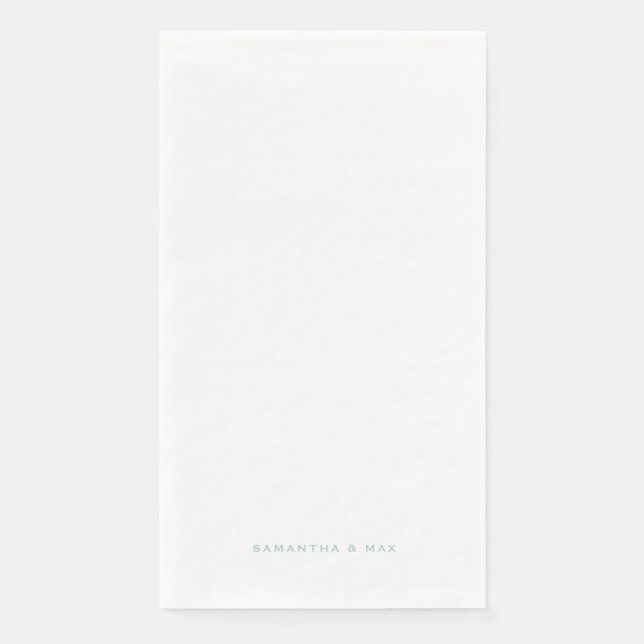 Simple White Seafoam Couple Names Modern Guest Napkin (Front)