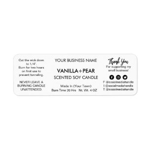 Simple White Soy Candle Labels