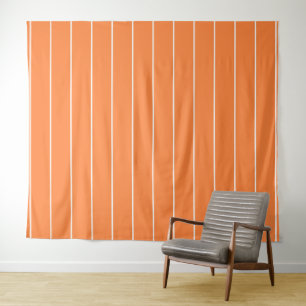 Simple White Stripes on Orange Background Tapestry