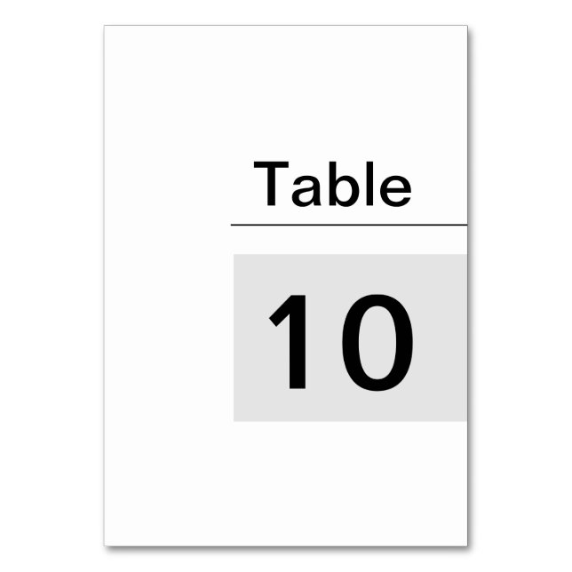 Simple White Table Number Cards (Front)