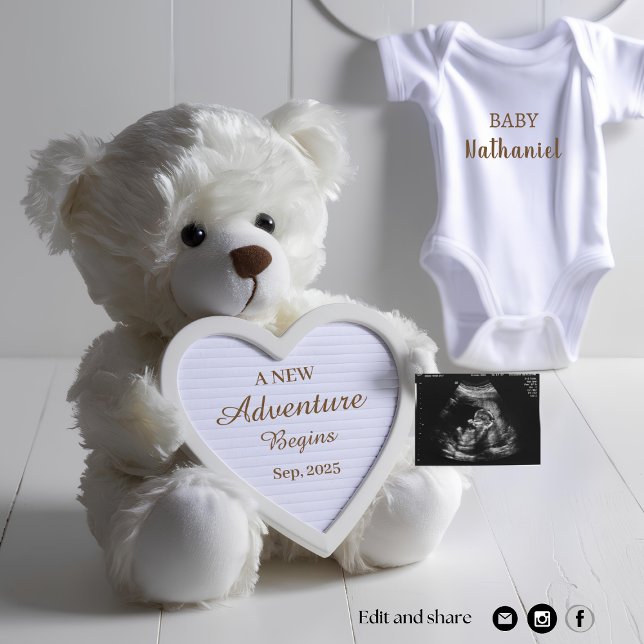 Simple  White Teddy Bear Pregnancy announcement (Creator Uploaded)