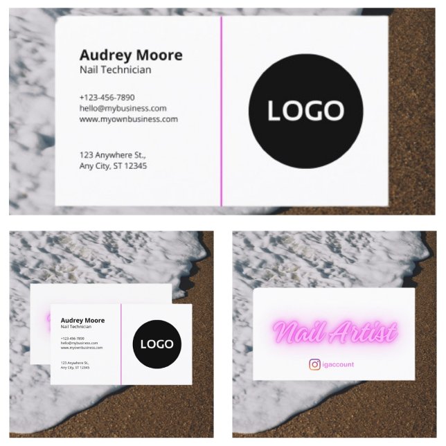 Simple White Template Nail Technician Business Card (Simple White Template Nail Technician Business Card
)