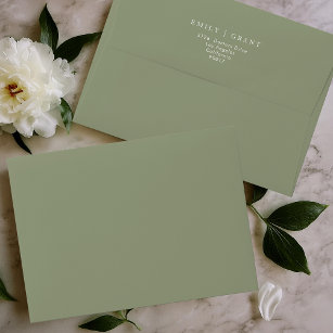 Simple White Text and Sage Green Modern Envelope