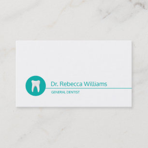 Simple White Tooth Dental Care Dentist Green Dot Business Card