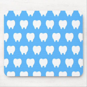 Simple White Tooth with Light Blue Pattern – Clean Mouse Pad