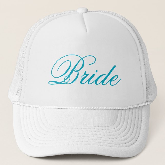Simple white turquoise Bride hat (Front)