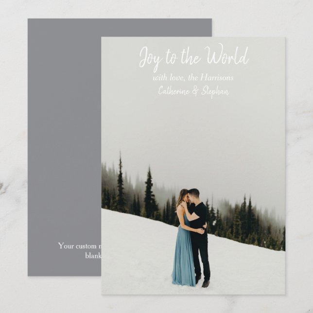 Simple White Typography Modern Christmas Card (Front/Back)