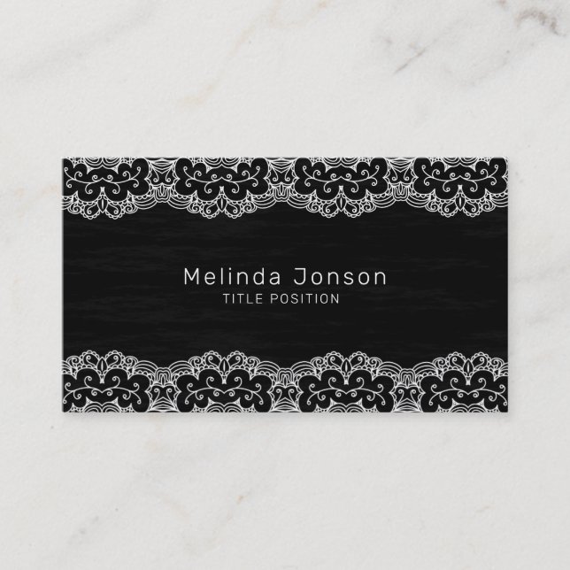 Simple White Vintage Lace Business Card (Front)