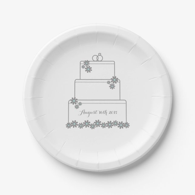 Simple White Wedding Cake Dessert Plate (Front)