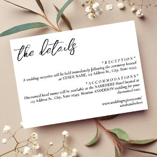 Simple White Wedding Details Enclosure Card