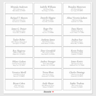 Simple White Wedding Guest Address Label