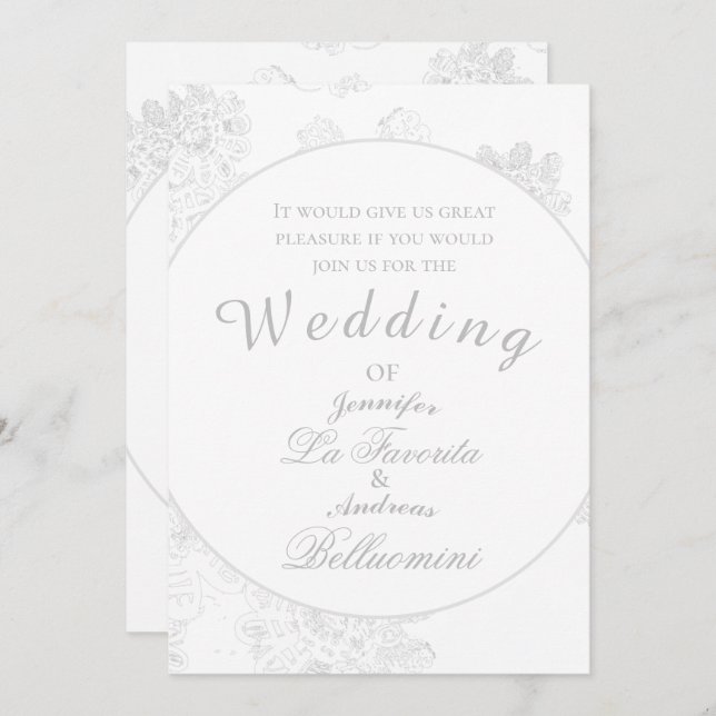 Simple White Winter Floral Wedding Invite (Front/Back)