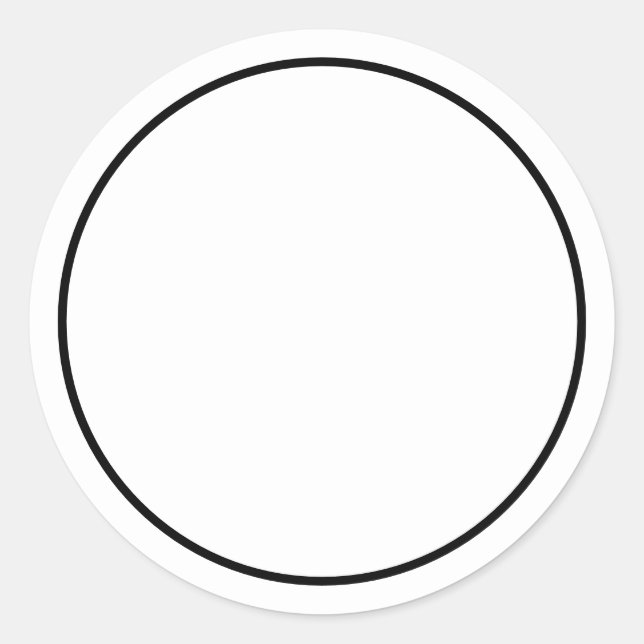 Simple White with Black Border Classic Round Sticker (Front)