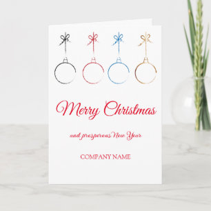 Simple white with decorations company holiday card