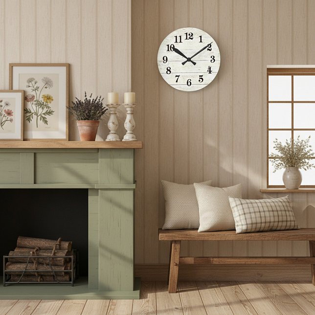 Simple white wood round clock (Creator Uploaded)