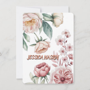 Simple WhiteRose & Soft Pastel Pink Floral Card