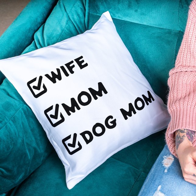 Simple Wife Mum Dog Mum Checkbox  Cushion (Creator Uploaded)