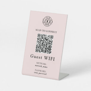 Simple Wifi Password & Network Business QR Code Pedestal Sign